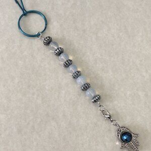 NEW Genuine Opalite crystals and Hamsa key chain